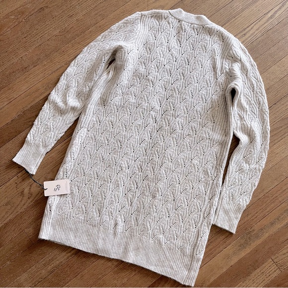 Sincerely Jules Long Cardigan Open Front Cream XS - Picture 5 of 6